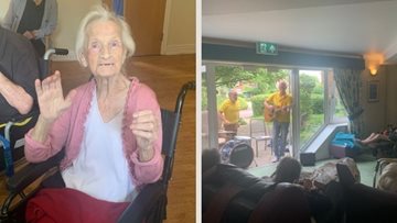 Brookview care home Residents enjoy music entertainment